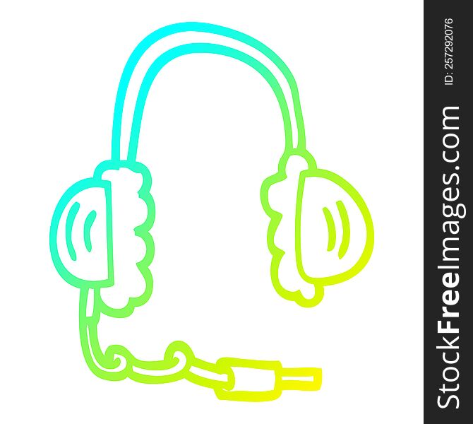 cold gradient line drawing of a cartoon head phones