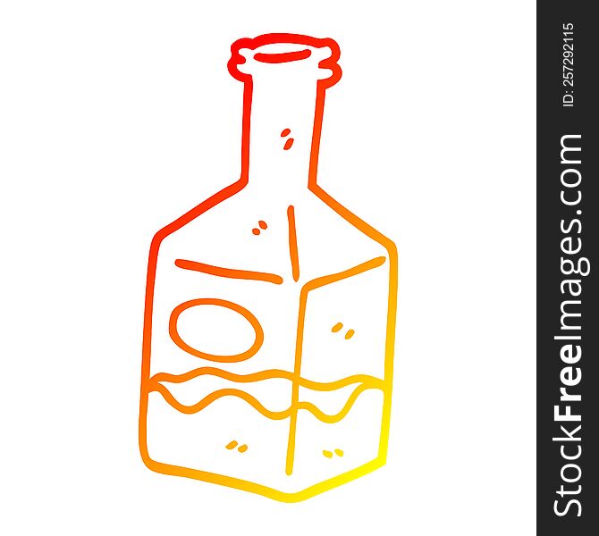 warm gradient line drawing of a cartoon drink in decanter