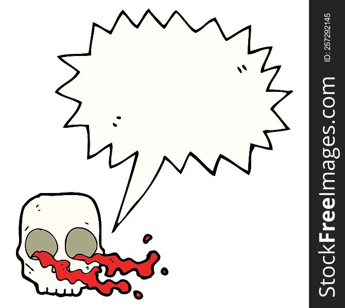 Cartoon Gross Skull With Speech Bubble