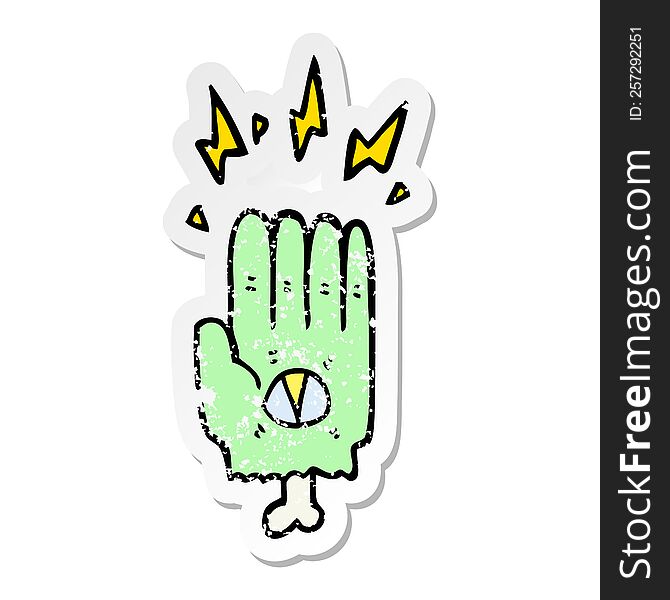 Distressed Sticker Of A Spooky Halloween Zombie Hand