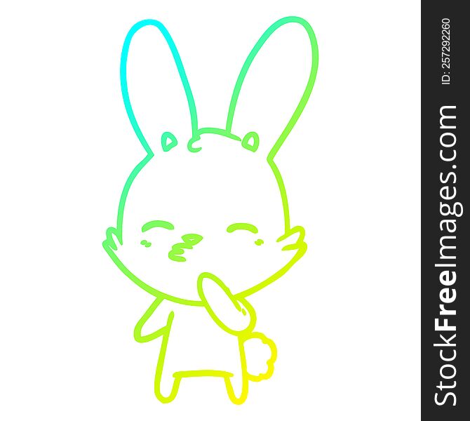 Cold Gradient Line Drawing Curious Bunny Cartoon