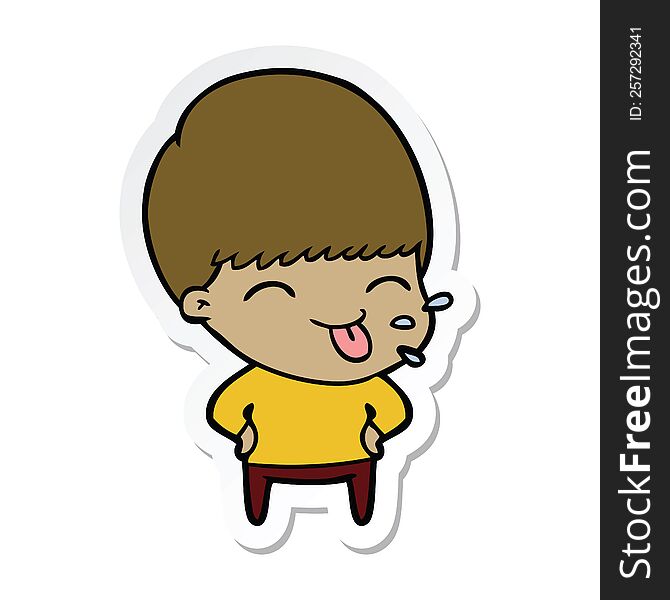 Sticker Of A Funny Cartoon Boy