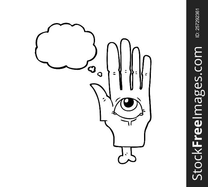 Thought Bubble Cartoon Spooky Eye Hand