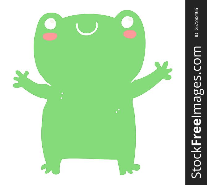 cute flat color style cartoon frog