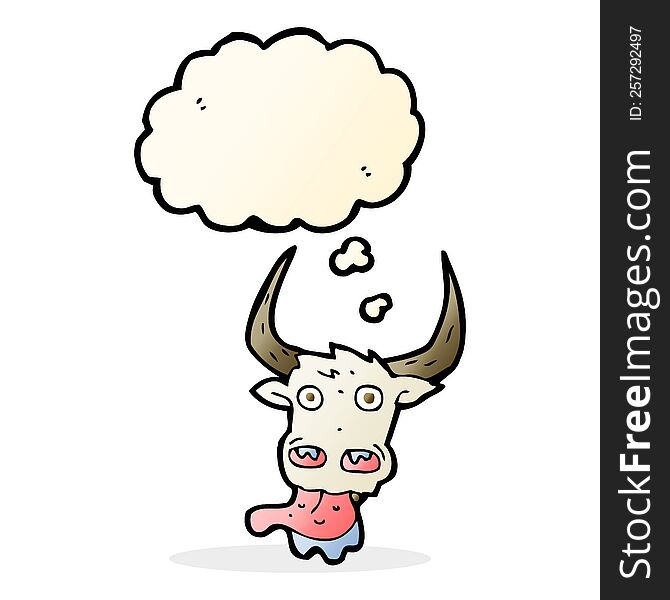 Cartoon Cow Face With Thought Bubble