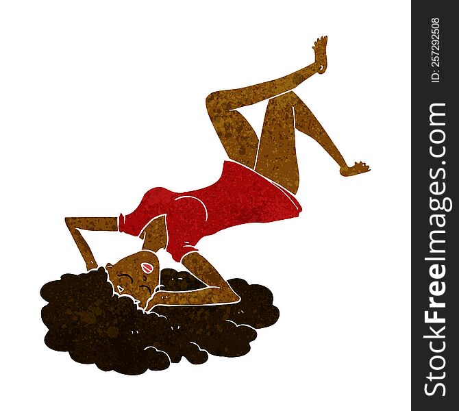 cartoon woman lying on floor