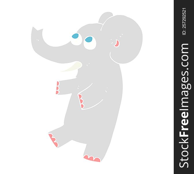 Flat Color Illustration Of A Cartoon Cute Elephant