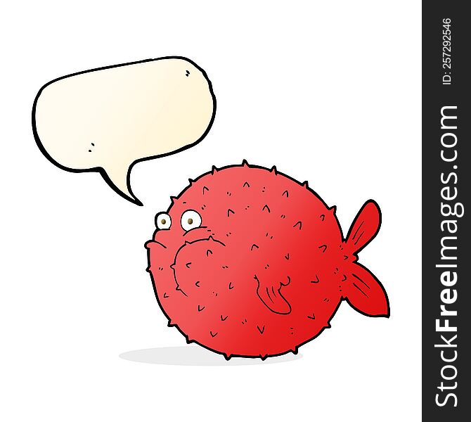 cartoon puffer fish with speech bubble