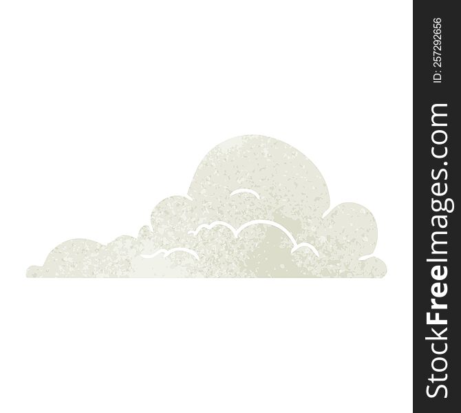 Retro Cartoon Doodle Of White Large Clouds