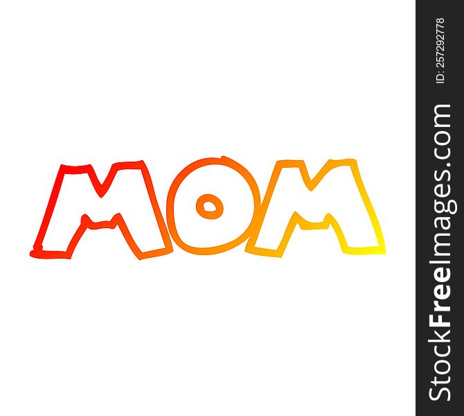 warm gradient line drawing of a  cartoon word mom