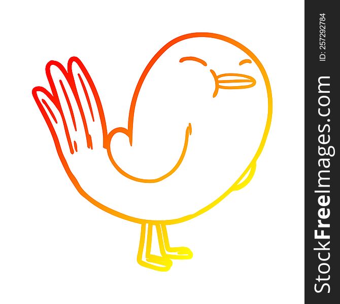 Warm Gradient Line Drawing Cartoon Bird
