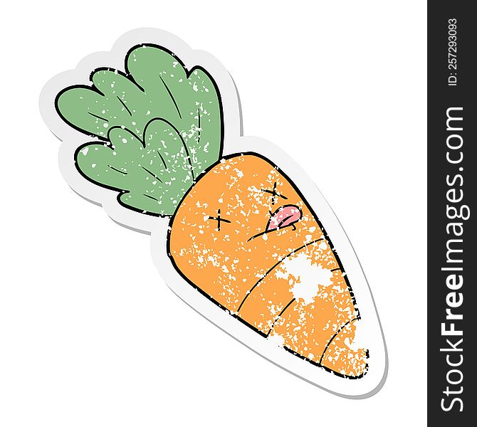 distressed sticker of a cartoon dead carrot