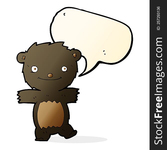 Cartoon Black Bear Cub With Speech Bubble