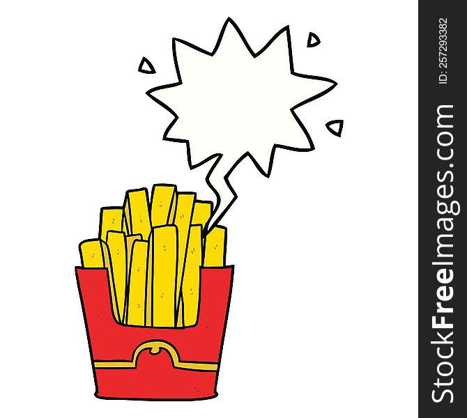 Cartoon Junk Food Fries And Speech Bubble