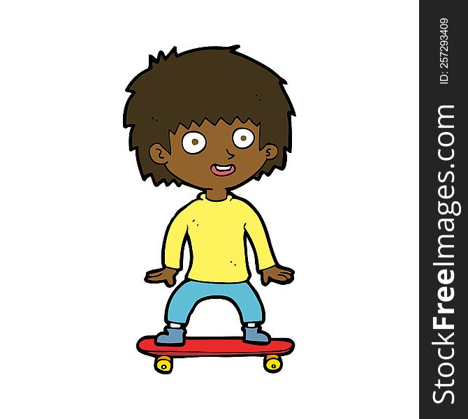 Cartoon Boy On Skateboard