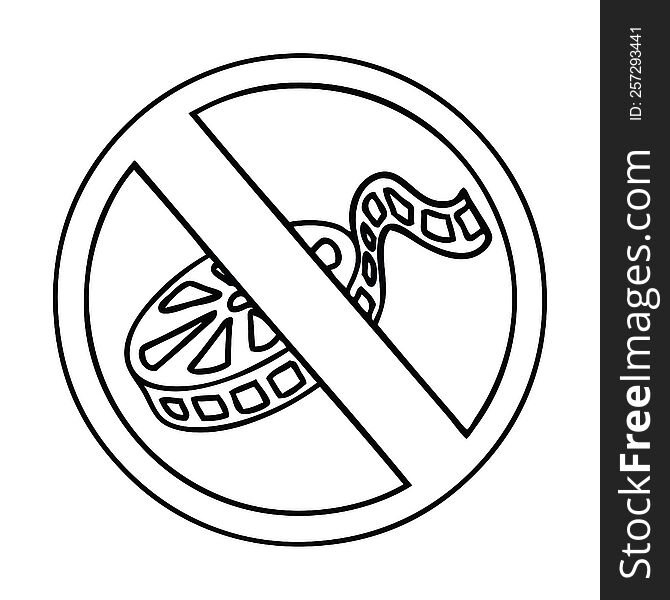 Line Drawing Cartoon No Movies Allowed Sign