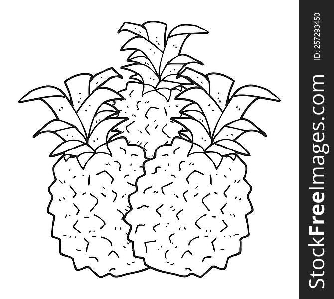 black and white cartoon pineapple