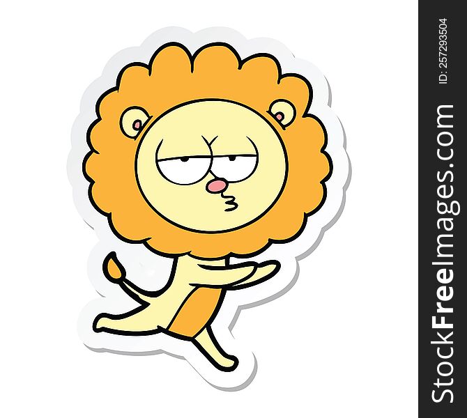 sticker of a cartoon running lion