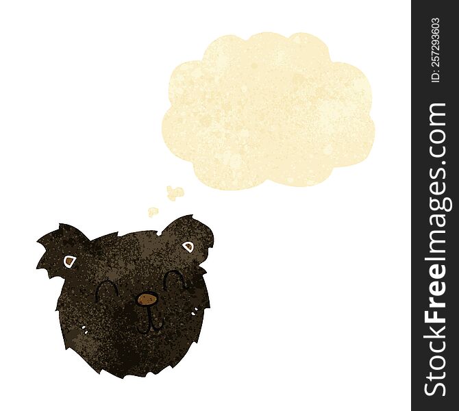 Cartoon Happy Black Bear Face With Thought Bubble