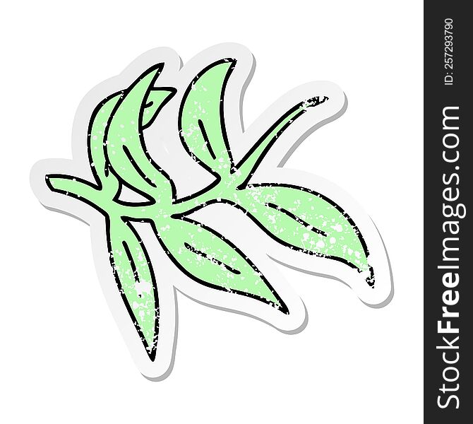 Distressed Sticker Of A Quirky Hand Drawn Cartoon Vines