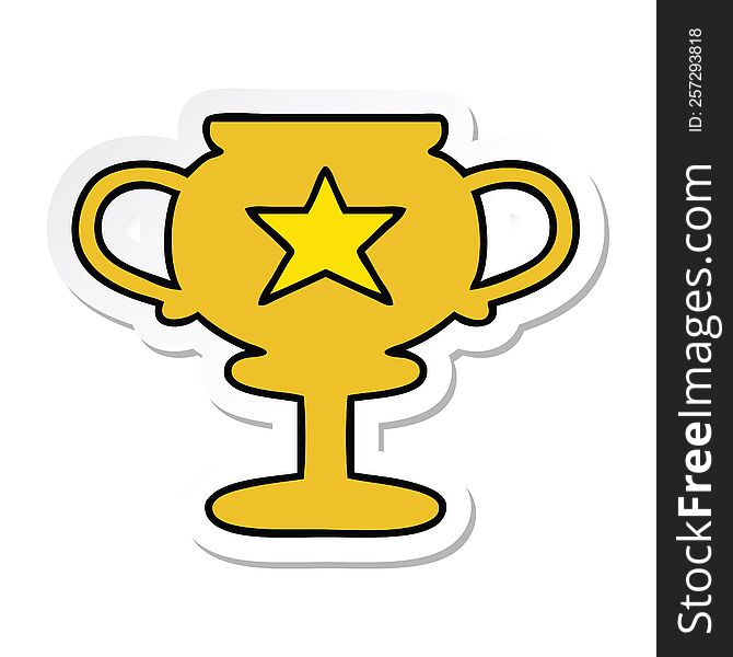 Sticker Of A Cute Cartoon Gold Trophy