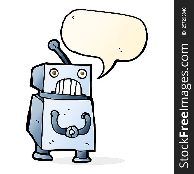 cartoon robot with speech bubble