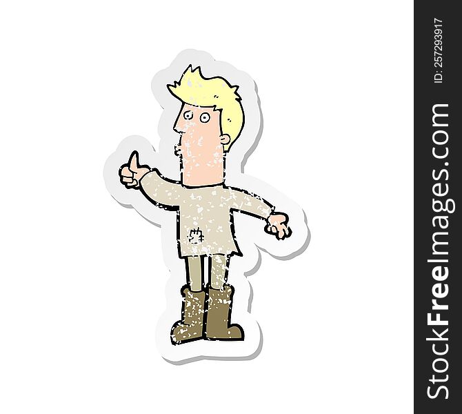 retro distressed sticker of a cartoon poor man