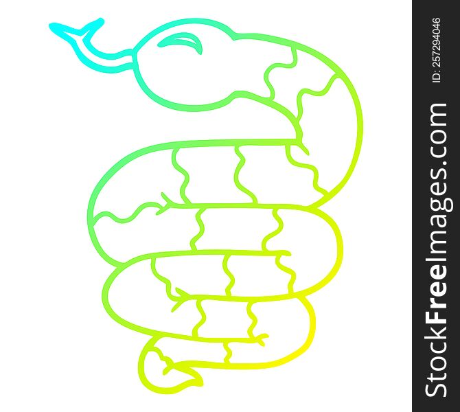 Cold Gradient Line Drawing Cartoon Snake