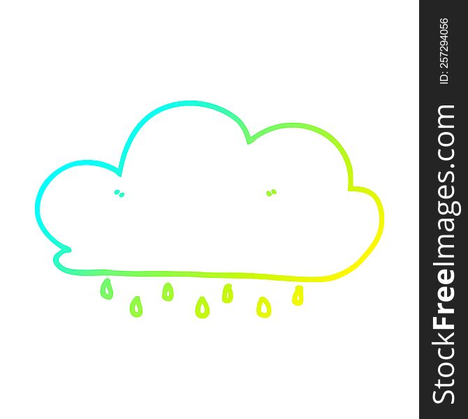 cold gradient line drawing of a cartoon rain cloud