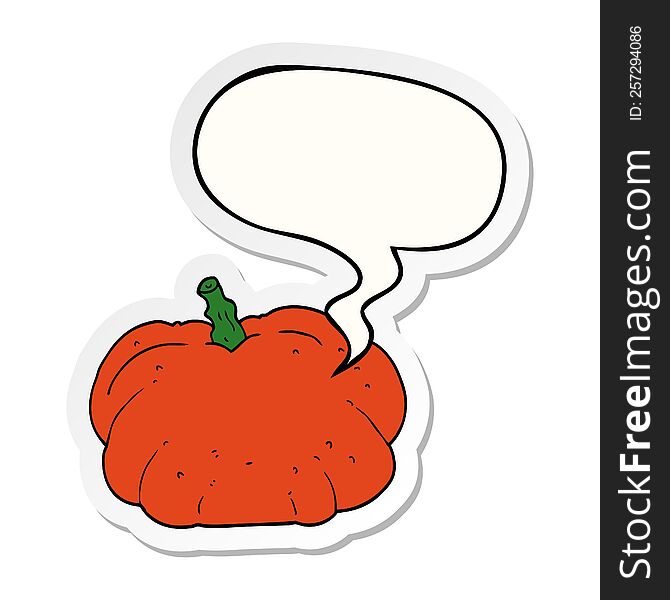 Cartoon Pumpkin And Speech Bubble Sticker