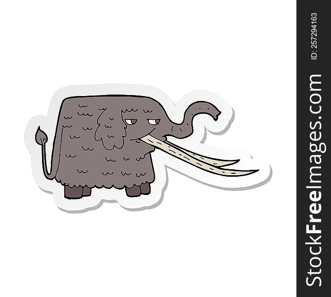 sticker of a cartoon woolly mammoth