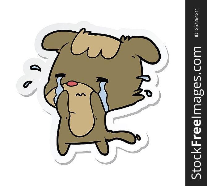 Sticker Of A Cartoon Sad Dog