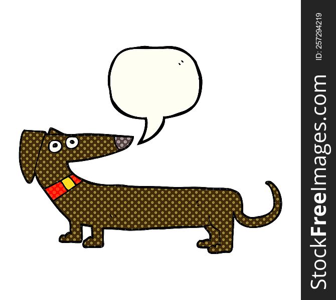 freehand drawn comic book speech bubble cartoon sausage dog
