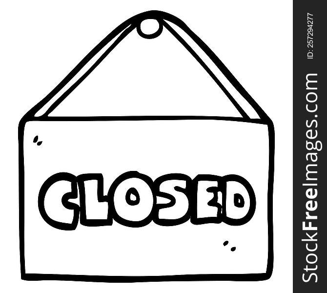 line drawing cartoon closed sign
