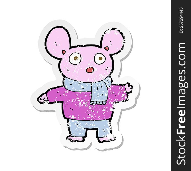 retro distressed sticker of a cartoon mouse in clothes