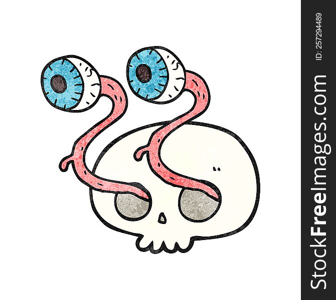 gross freehand drawn texture cartoon skull with eyeballs. gross freehand drawn texture cartoon skull with eyeballs