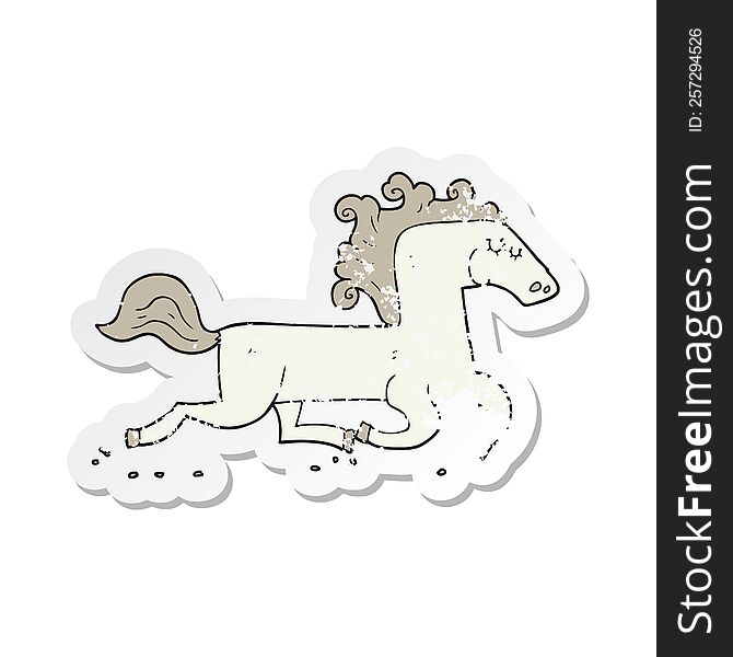 retro distressed sticker of a cartoon running horse