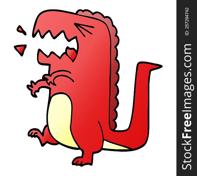 cartoon doodle roaring dinosaur