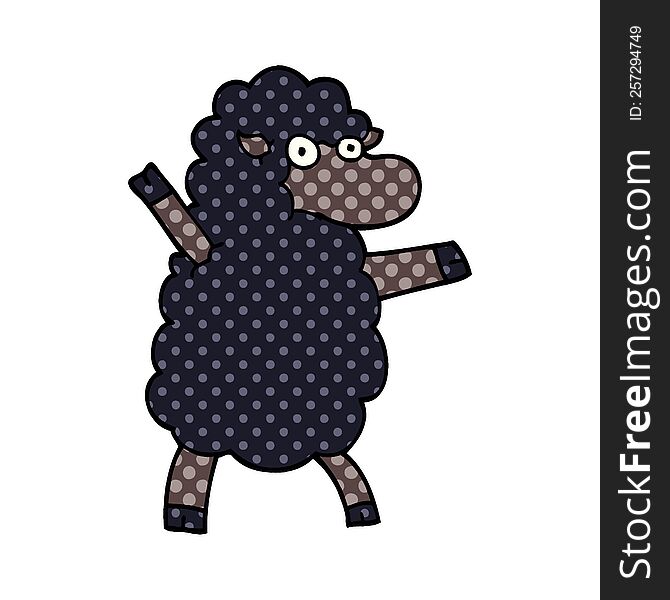 Cartoon Doodle Black Sheep