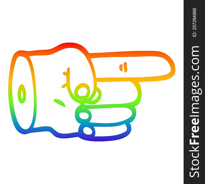 rainbow gradient line drawing of a pointing hand symbol