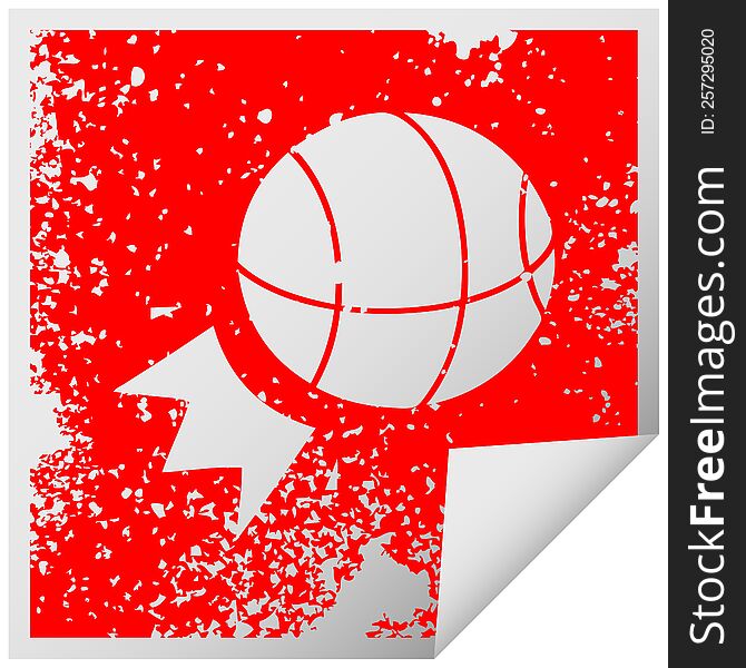 Distressed Square Peeling Sticker Symbol Basket Ball