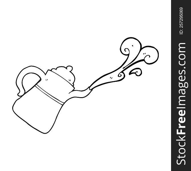 Black And White Cartoon Coffee Pot Pouring