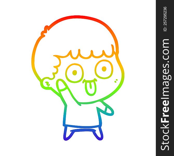 Rainbow Gradient Line Drawing Cartoon Dumb Kid