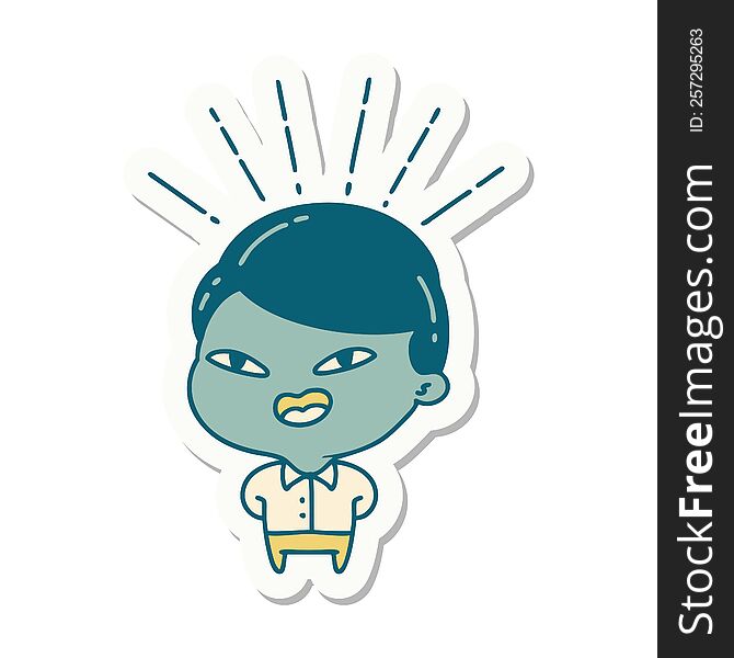 Sticker Of Tattoo Style Happy Businessman