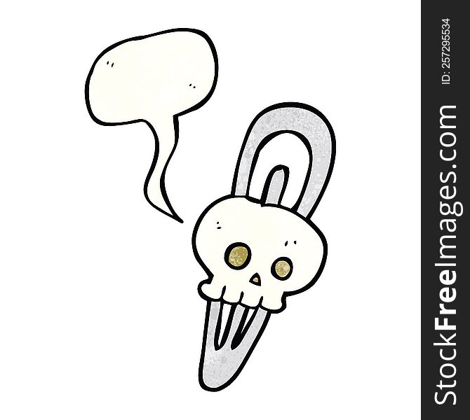 Speech Bubble Textured Cartoon Skull Hairclip