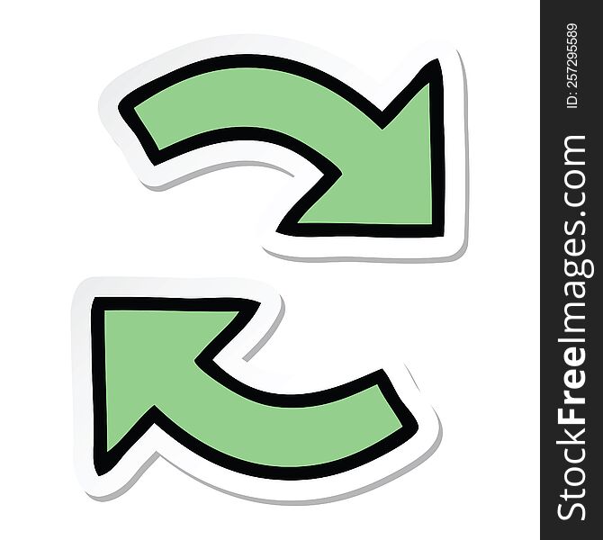 sticker of a cute cartoon recycling arrows