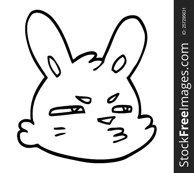 Line Drawing Cartoon Moody Rabbit