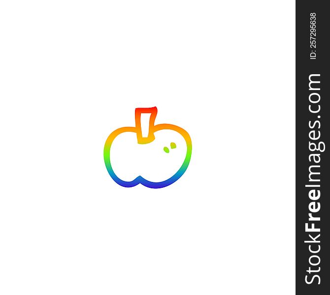 Rainbow Gradient Line Drawing Cartoon Apple Symbol