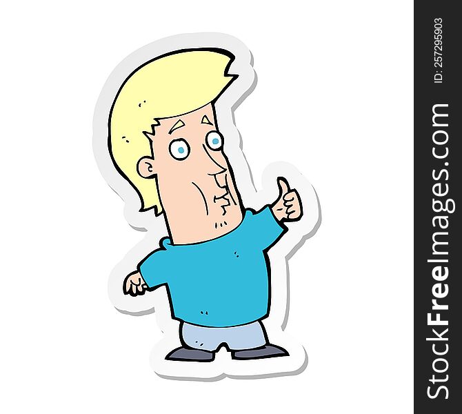 sticker of a cartoon man giving thumbs up sign