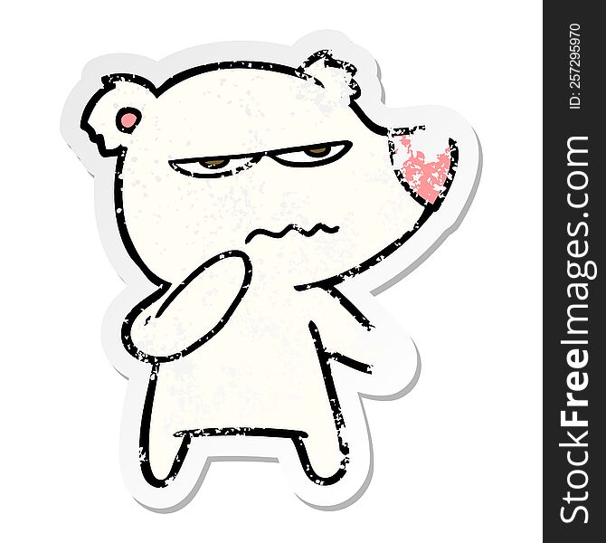 distressed sticker of a angry bear polar cartoon